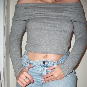 Grey Off The Shoulder Top